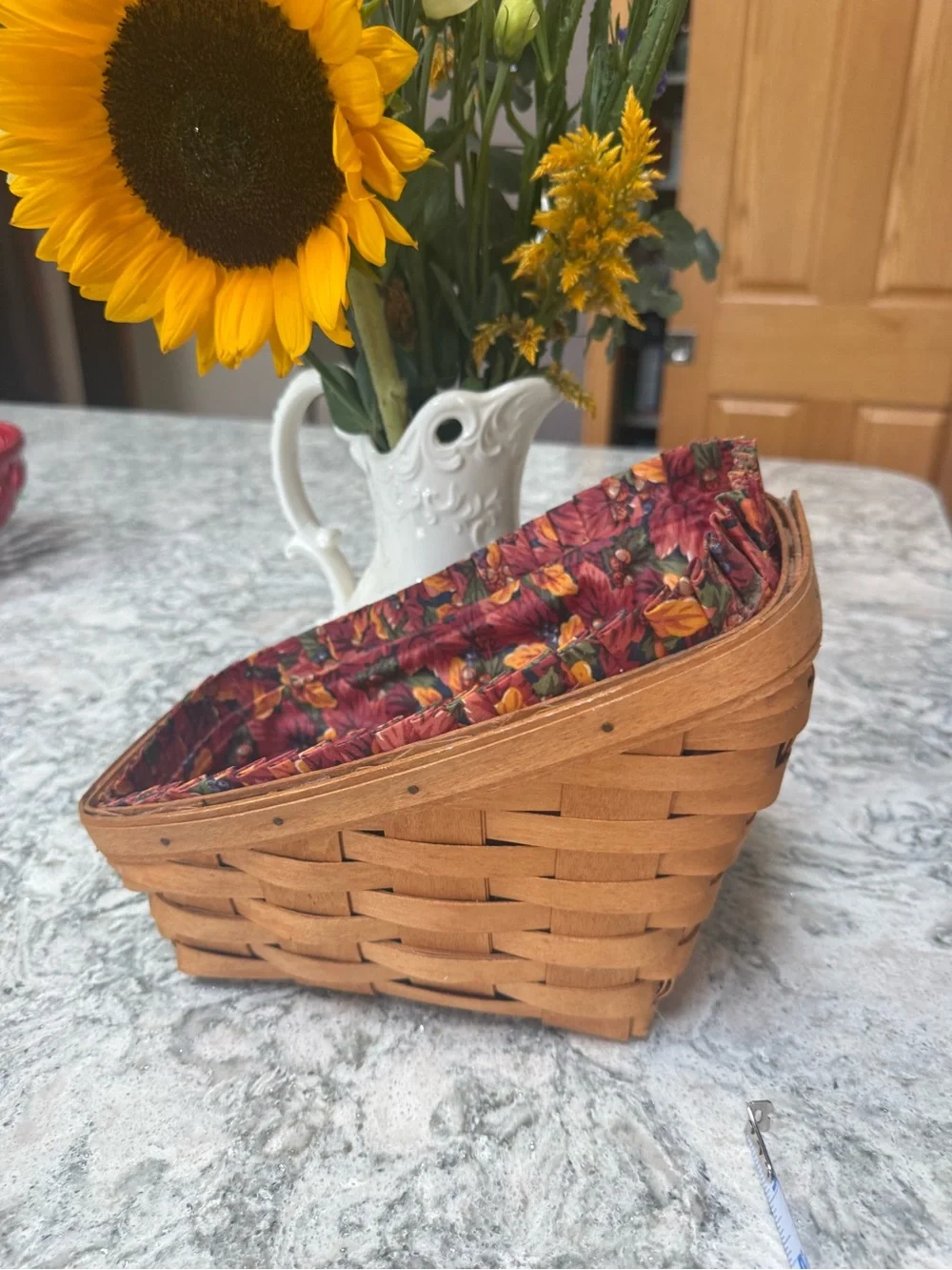 Longaberger Vegetable Basket with Fall Floral Liner and plastic protector